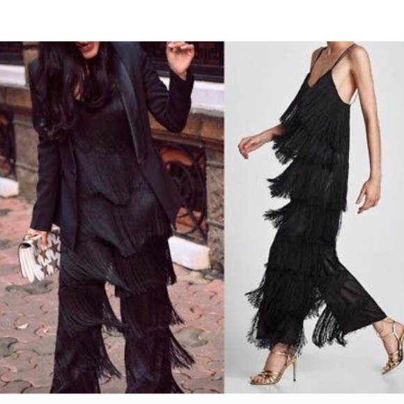 zara fringe jumpsuit